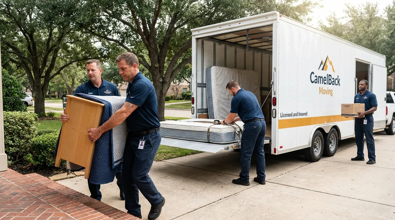 Crew loading residential truck for cross-state move from Berthoud, CO