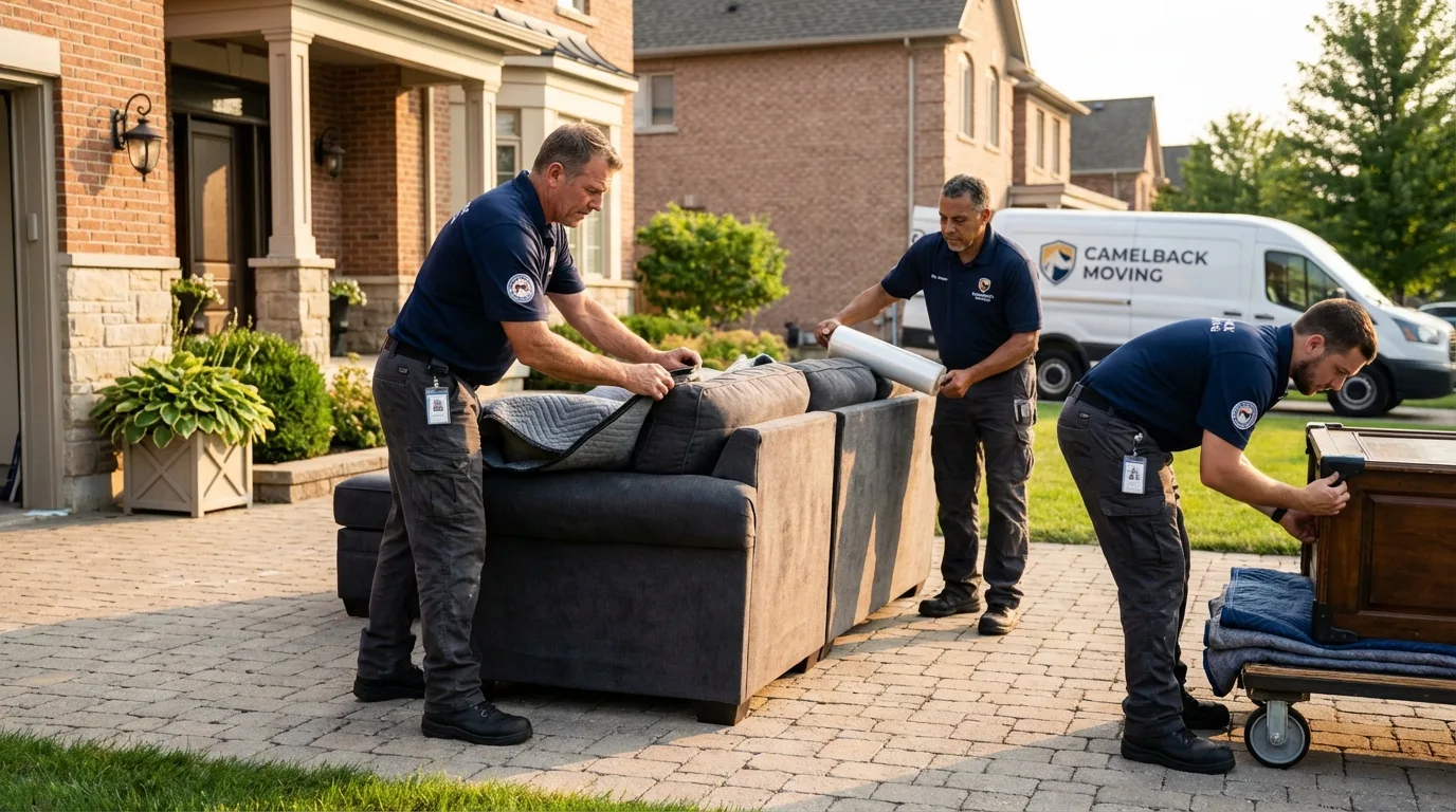 Large estate moving crew wrapping furniture in Berthoud, CO